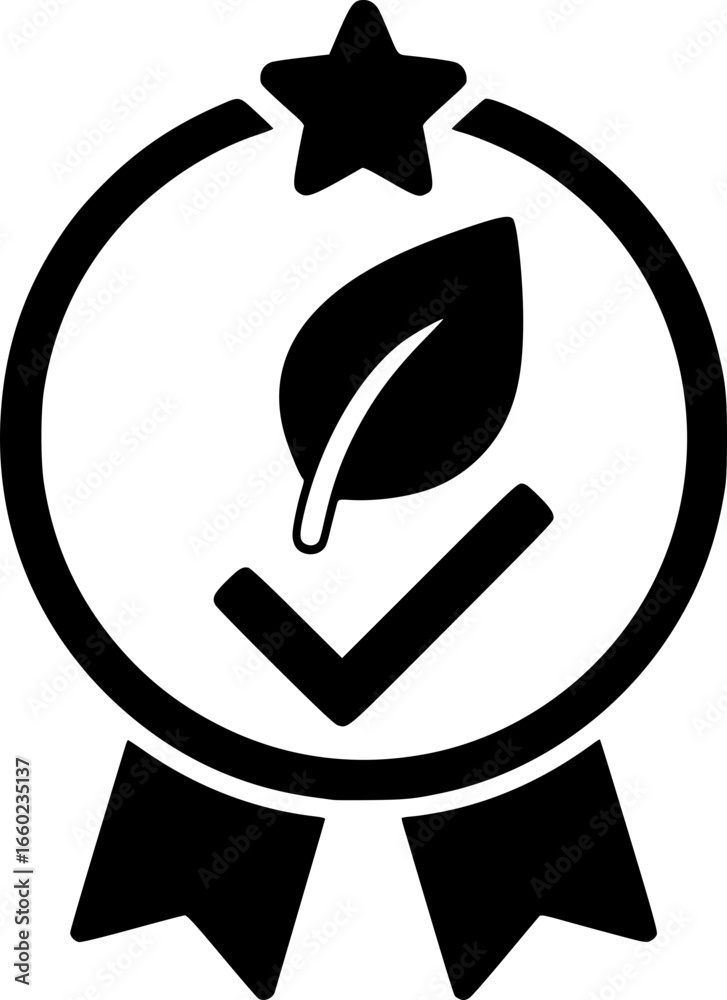 Obraz premium Approved Leaf Eco Approval Icon