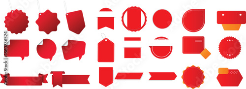 Red Sales Tags and Labels Silhouette Vector Illustration