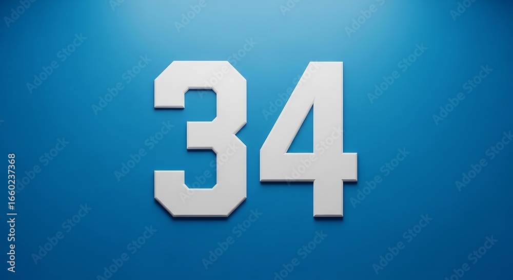 Obraz premium Number Thirty-Four on Blue Background.