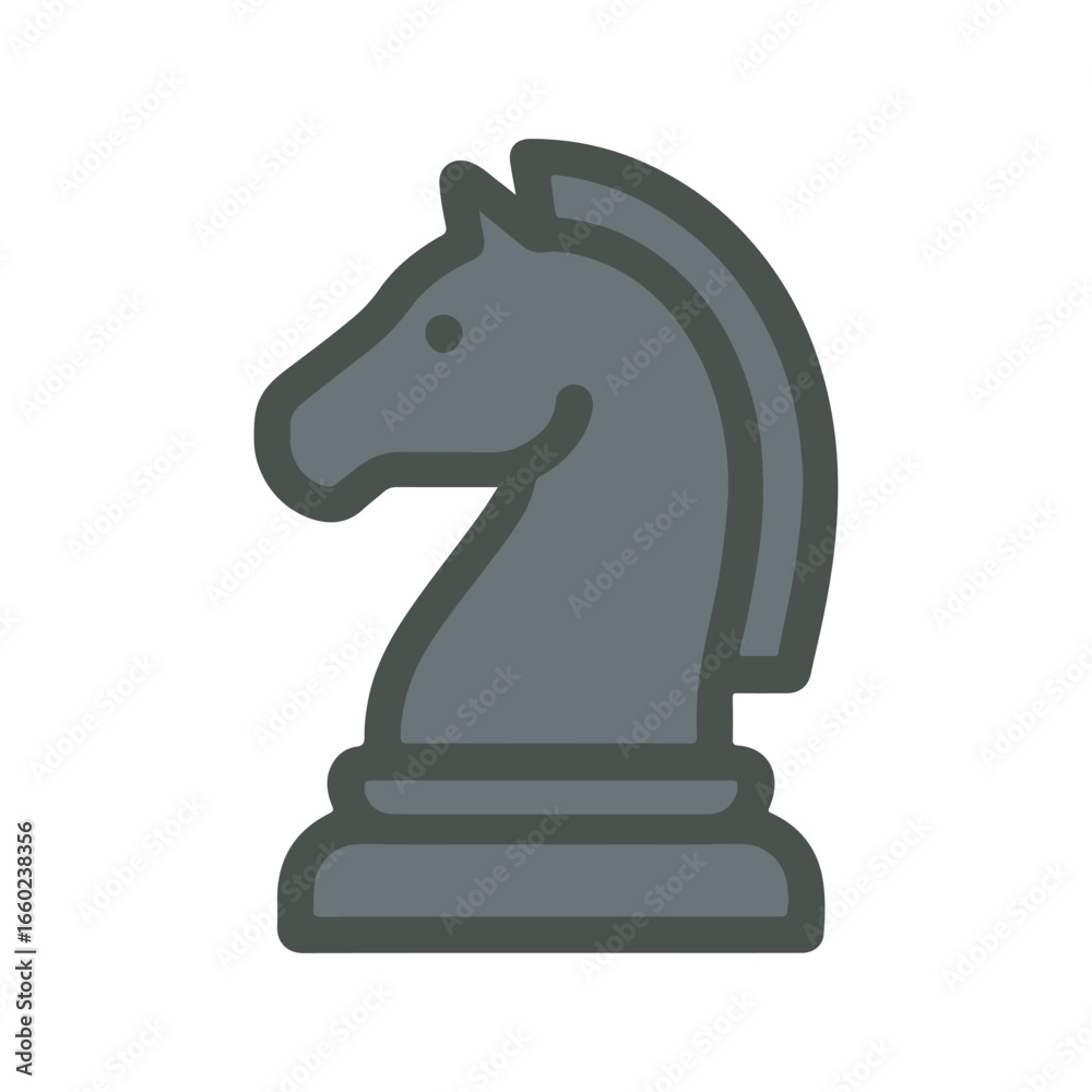 Obraz premium chess knight flat icon color vector on white background Vector color flat icon on white background