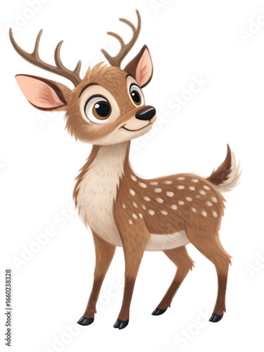 brown deer cartoon isolated on transparent background
