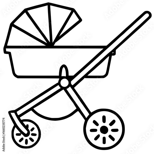 Simple outline icon of a baby carriage or pram
