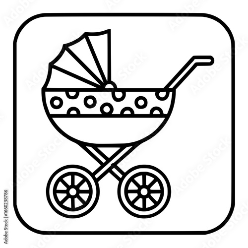 Simple outline icon of a baby carriage or stroller

