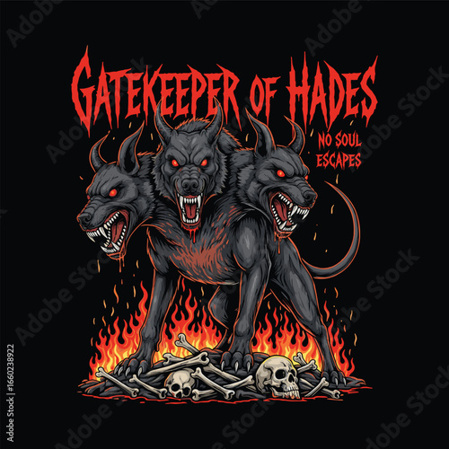 Hellhound Cerberus Deathmetal Artwork Illustration