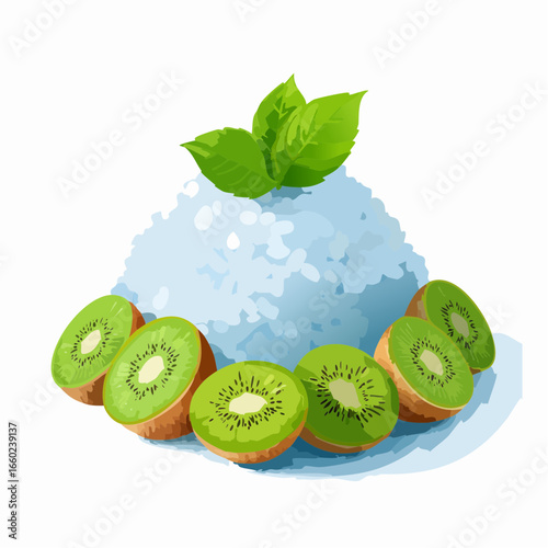 Refreshing Kiwi Ice Dessert with Mint Garnish