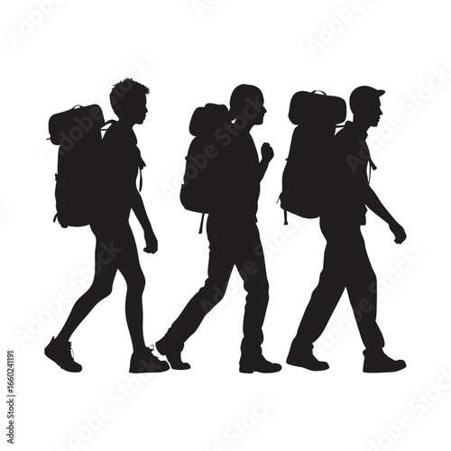 backpacker silhouette vector art