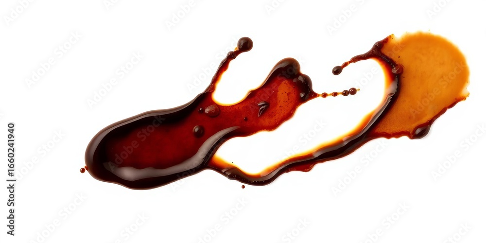 Fototapeta premium Dark brown coffee stain isolated on white background, macro, rustic