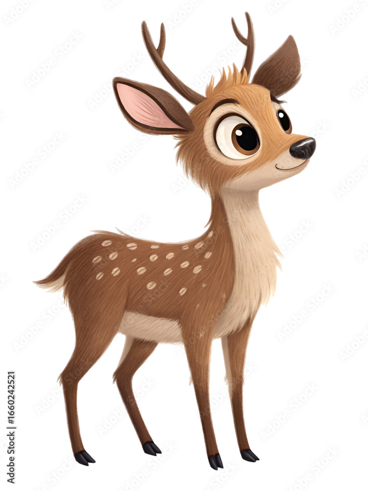 Fototapeta premium cute brown deer cartoon isolated on transparent background