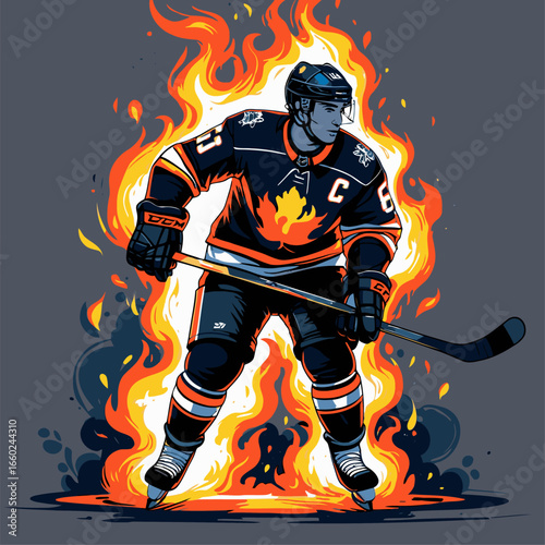fiery hockey ice vector player