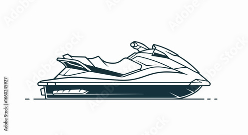 Sleek Modern Jet Ski Line Drawing Illustration.
