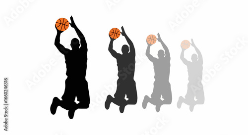 Silhouette of a Basketball Player in a Jump Shot, Variations.