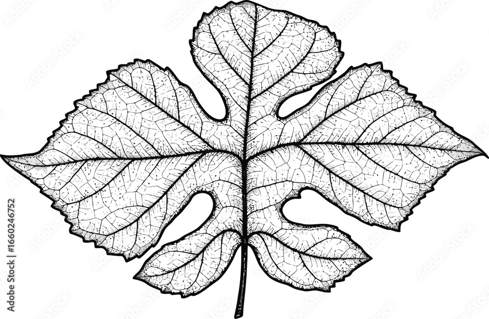 Obraz premium Grape leaf illustration botanical line art