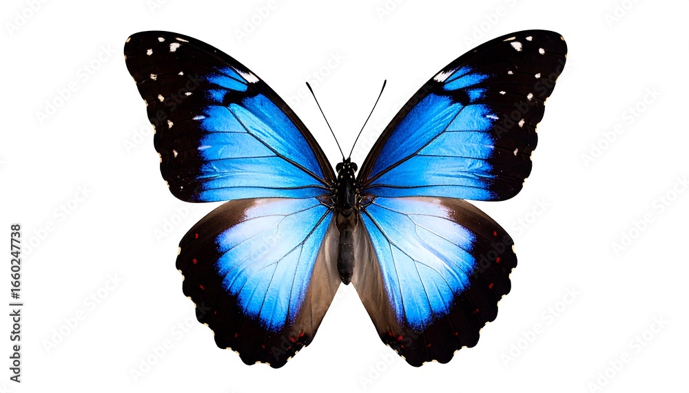 Obraz premium Blue Morpho Butterfly with White Background.