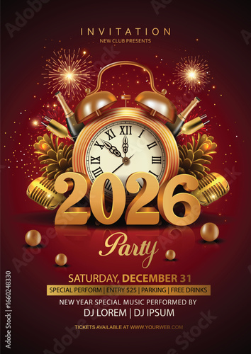 2026 Happy New Year Background for your Flyers and Greetings Card or new year themed party invitation. abstract vector illustration design