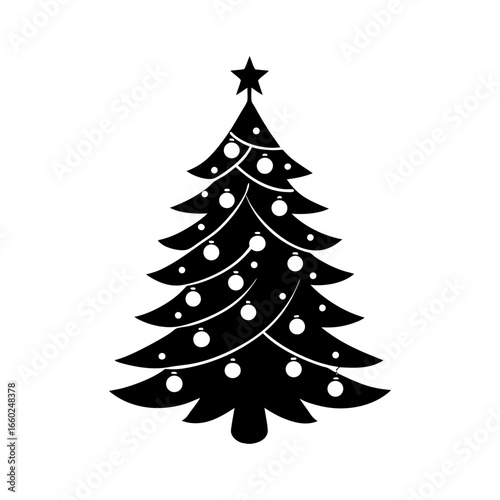 christmas tree with ornaments and lights vector art