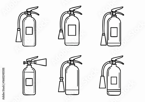 Line Art Fire Extinguishers Icons Set