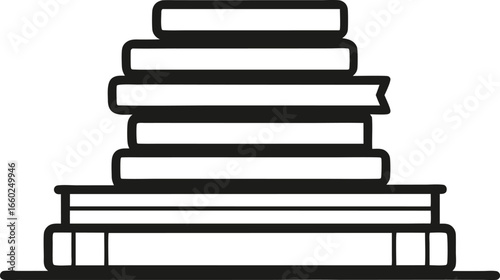 Stack of Knowledge: A minimalist and abstract illustration of a stack of books arranged in a visually striking and informative arrangement, ready to invite the reader.