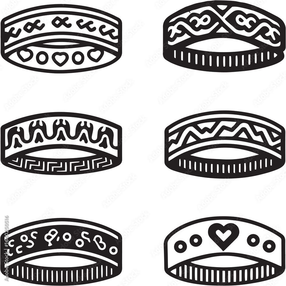 Fototapeta premium Fleece Headband black Line Editable Icons set