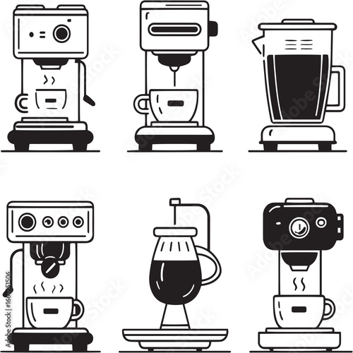 Espresso Con Panna black Line Editable Icons set