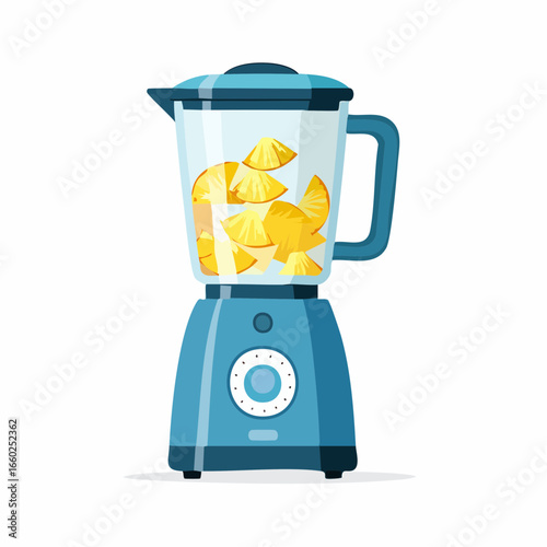 Blue Blender with Pineapple Slices
