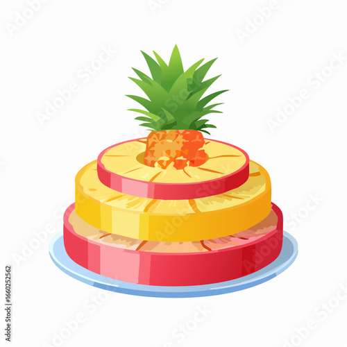 Layered Pineapple Dessert on a Plate