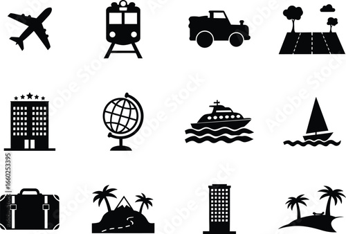 Black silhouette vector set of software development and project management icons. A comprehensive collection representing the agile lifecycle, from planning and coding to testing and deployment.