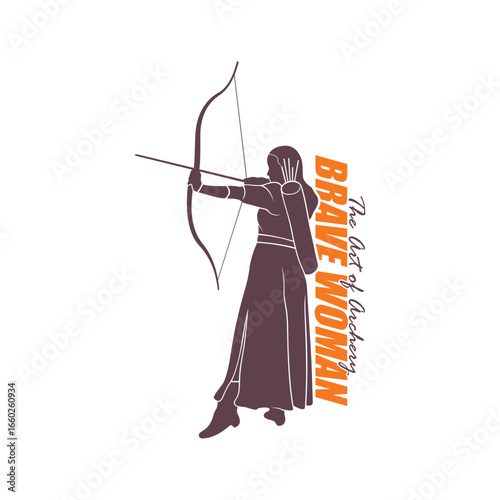 Archer Logo Design Concepts Vector. Silhouette Female Archer Template Illustration