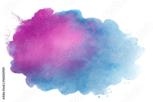 Vibrant watercolor splash blends pink and blue hues, creating dynamic and artistic effect