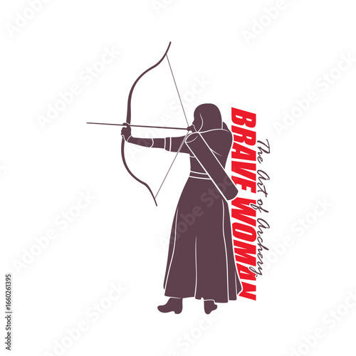 Archer Logo Design Concepts Vector. Silhouette Female Archer Template Illustration