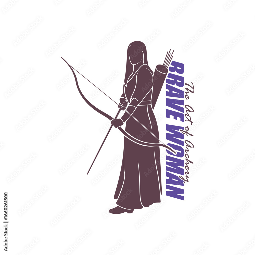 Fototapeta premium Archer Logo Design Concepts Vector. Silhouette Female Archer Template Illustration