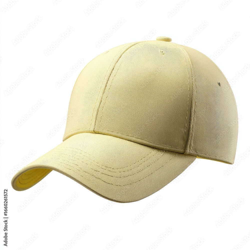 Fototapeta premium Yellow Baseball Cap Front View on White Background