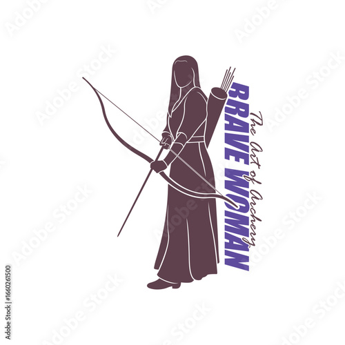 Archer Logo Design Concepts Vector. Silhouette Female Archer Template Illustration