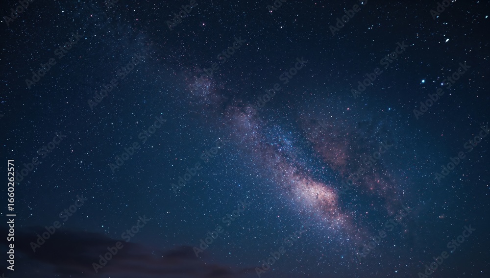 Fototapeta premium Milky Way arcs across deep starry sky with ethereal glowing texture