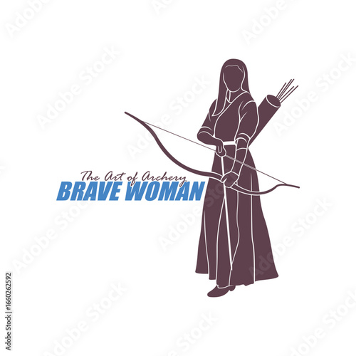 Archer Logo Design Concepts Vector. Silhouette Female Archer Template Illustration