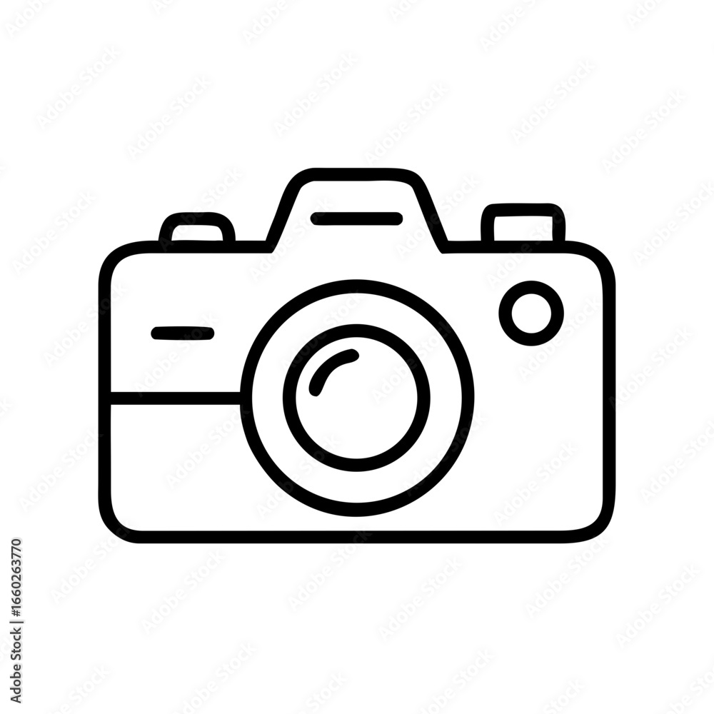 Simple line art camera illustration in black and white Simple line art camera illustration in black and white