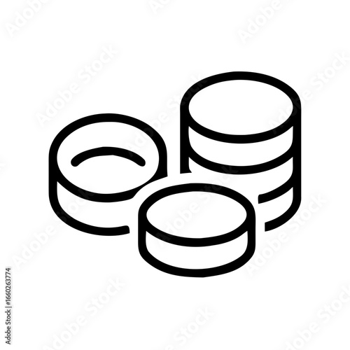 Simple line art of stacked coins representing finance and money  