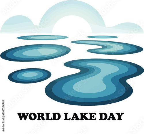 World lake day celebration graphic with water elements