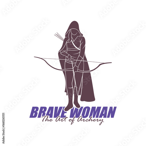 Archer Logo Design Concepts Vector. Silhouette Female Archer Template Illustration