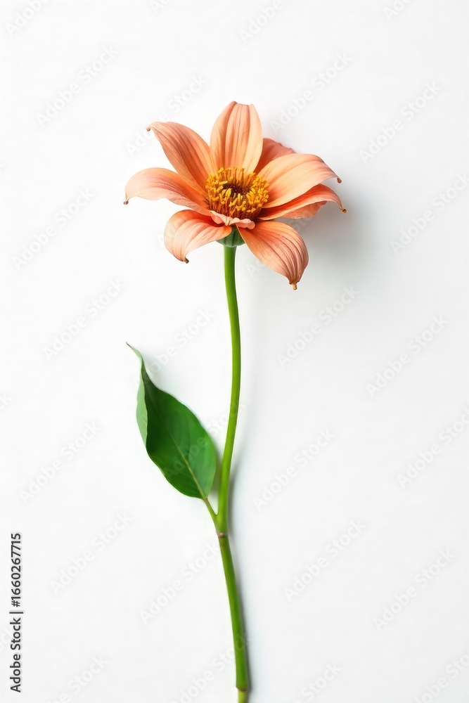 Naklejka premium Wilted Flower Loneliness and Exhaustion, Solitude and Isolation against White Background