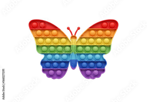 Vibrant and engaging, this rainbow butterfly sensory push pop bubble toy offers calming tactile interaction, perfect for stress relief and playful exploration for all ages.