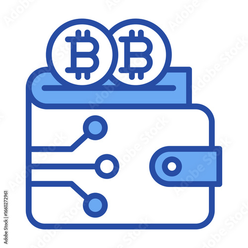 Bitcoin Wallet Blue Vector Icon