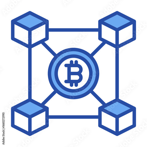 Blockchain Network Blue Vector Icon