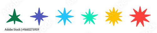 Stars vector set in different shapes and colors