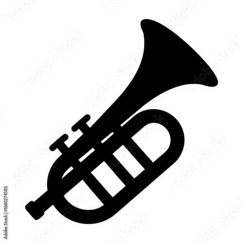 Black silhouette of a brass trumpet musical instrument