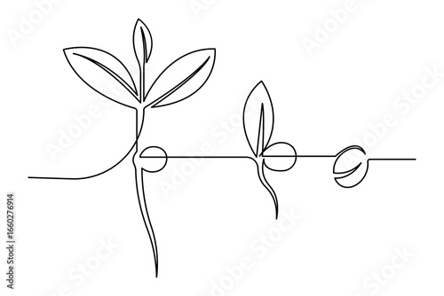 Growth plant one line art minimalist drawing vector design