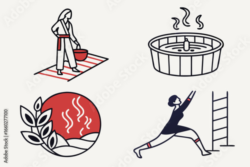 Premium spa and wellness icon set for relaxation and health services