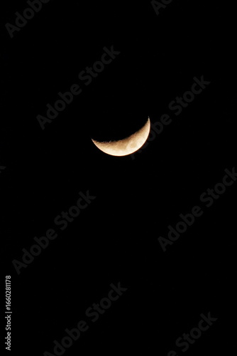 crescent moon shines at night