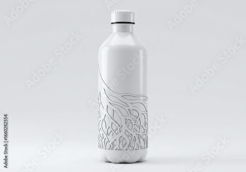 White Base Mockup Bottle Root Pattern Design Template