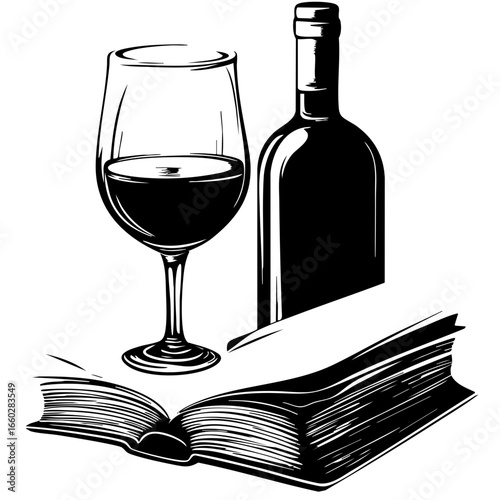 Enjoying a glass of red wine with an open book during a quiet evening at home
