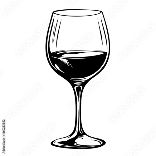 Elegant wine glass with dark liquid showcasing a refined drinking experience and celebration style in social gatherings